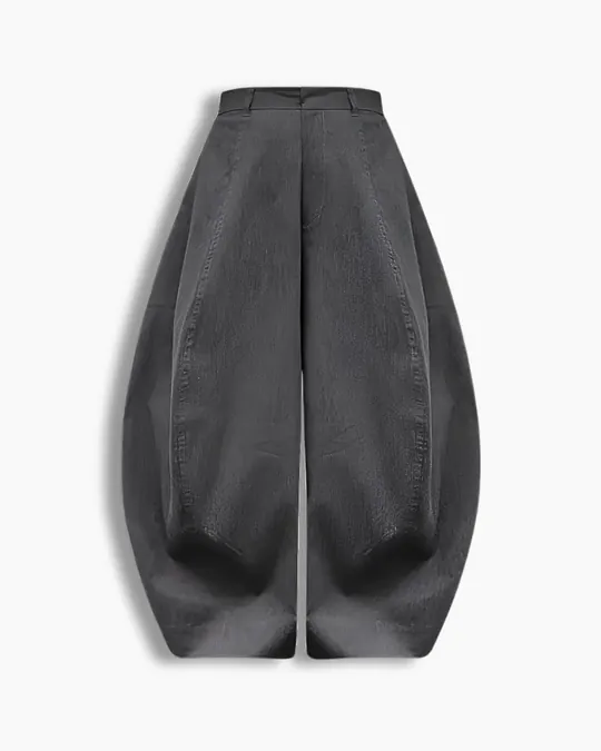 Balloon-Fit Pants — Gray