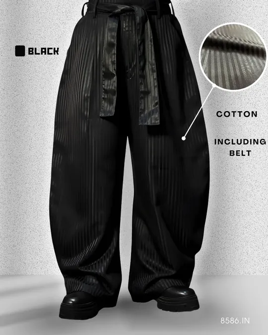 Pinstripe Wide-Leg Pants — Black · Unisex, photo 3