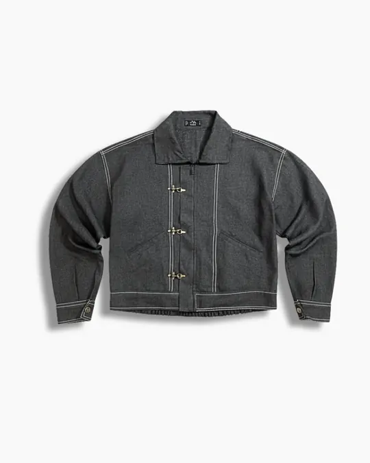 Zip-Up Shacket — Gray · Thread Work