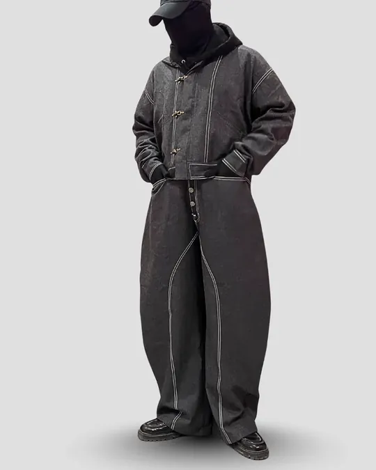 Zip-Up Shacket — Gray · Thread Work, photo 3